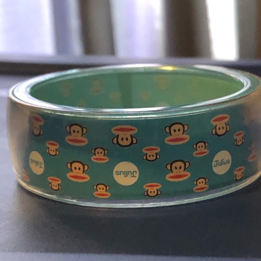 Paul Frank Julius light blue bracelet bangle with monkey faces